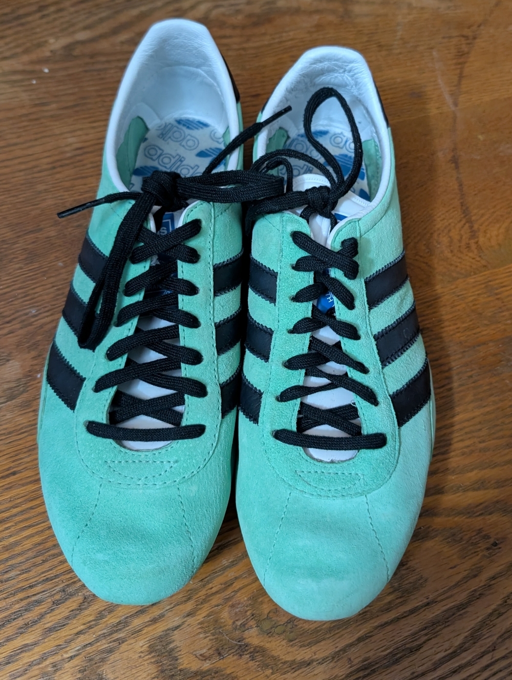 adidas Green Suede Spider Sneakers with Running Tracks